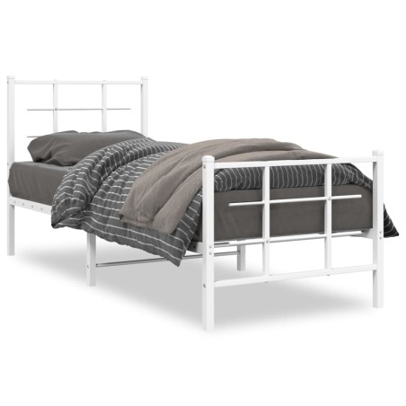 vidaXL Estructura cama metal con cabecero y pie cama blanca 75x190 cm