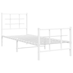 vidaXL Estructura cama metal con cabecero y pie cama blanca 75x190 cm