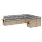 vidaXL Set de sofás de jardín 9 pzas con cojines ratán sintético beige vidaXL Set de sofás de jardín 9 pzas con cojines ratán sintético beige