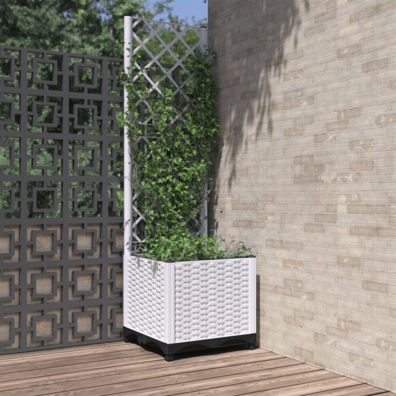 vidaXL Jardinera con enrejado PP blanco 40x40x136 cm vidaXL Jardinera con enrejado PP blanco 40x40x136 cm