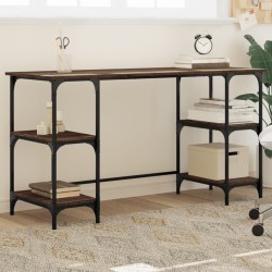 vidaXL Escritorio metal y madera ingeniería marrón roble 140x50x75 cm