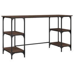 vidaXL Escritorio metal y madera ingeniería marrón roble 140x50x75 cm