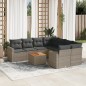 vidaXL Set de muebles de jardín 9 pzas y cojines ratán sintético gris vidaXL Set de muebles de jardín 9 pzas y cojines ratán sintético gris