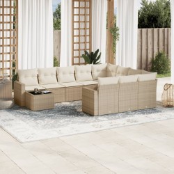 vidaXL Set de sofás de jardín 11pzas con cojines ratán sintético beige