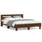 vidaXL Cama con cabecero madera de ingeniería marrón roble 150x200 cm vidaXL Cama con cabecero madera de ingeniería marrón roble 150x200 cm