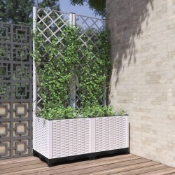 vidaXL Jardinera con enrejado PP blanco 80x40x136 cm