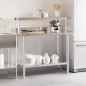 vidaXL Mesa de trabajo para cocina con estante acero inox 110x55x120cm vidaXL Mesa de trabajo para cocina con estante acero inox 110x55x120cm