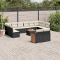 vidaXL Set de sofás de jardín y cojines 13 pzas ratán sintético negro vidaXL Set de sofás de jardín y cojines 13 pzas ratán sintético negro