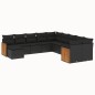 vidaXL Set de sofás de jardín 11 pzas y cojines ratán sintético negro