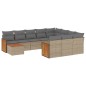 vidaXL Set de sofás de jardín 11pzas con cojines ratán sintético beige vidaXL Set de sofás de jardín 11pzas con cojines ratán sintético beige