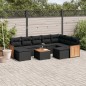 vidaXL Set de sofás de jardín 10 pzas cojines ratán sintético negro