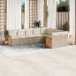 vidaXL Set de sofás de jardín 9 pzas con cojines ratán sintético beige vidaXL Set de sofás de jardín 9 pzas con cojines ratán sintético beige