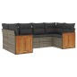 vidaXL Set de muebles de jardín 6 pzas y cojines ratán sintético gris vidaXL Set de muebles de jardín 6 pzas y cojines ratán sintético gris