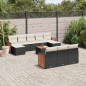 vidaXL Set de sofás de jardín 11 pzas y cojines ratán sintético negro