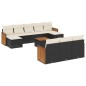 vidaXL Set de sofás de jardín 11 pzas y cojines ratán sintético negro