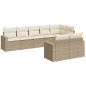 vidaXL Juego de sofás de jardín con cojines beige 8 pzas ratán PE vidaXL Juego de sofás de jardín con cojines beige 8 pzas ratán PE