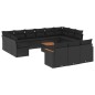 vidaXL Set sofás de jardín 14 pzas con cojines ratán sintético negro vidaXL Set sofás de jardín 14 pzas con cojines ratán sintético negro