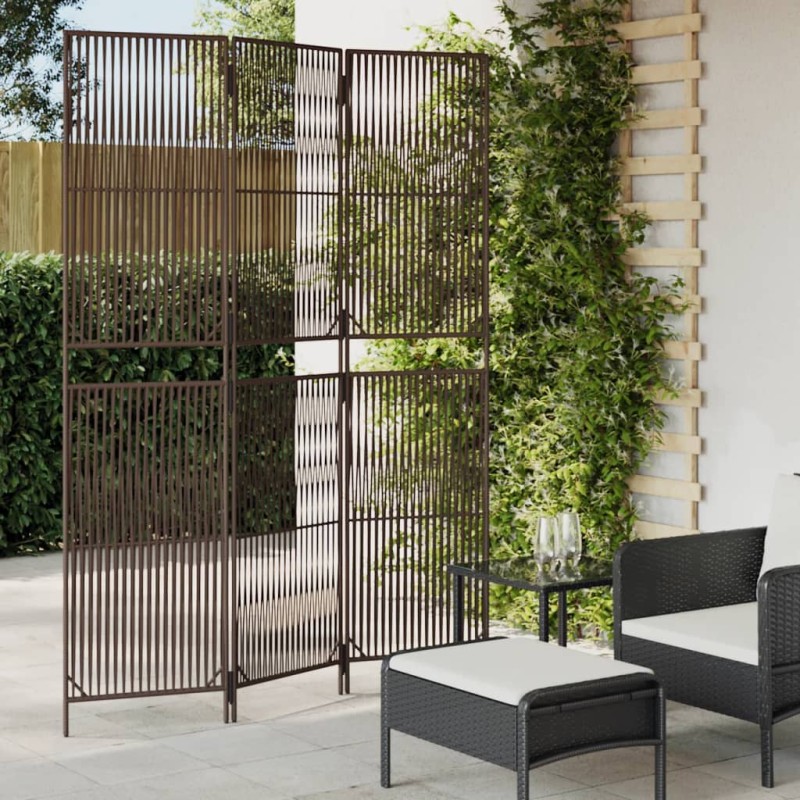 vidaXL Biombo de 3 paneles ratán sintético marrón vidaXL Biombo de 3 paneles ratán sintético marrón