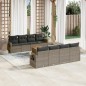 vidaXL Set de muebles de jardín 9 pzas y cojines ratán sintético gris