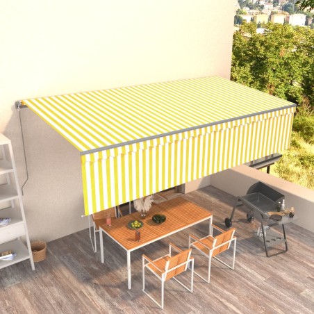 vidaXL Toldo retráctil manual con persiana amarillo y blanco 6x3 m
