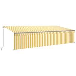 vidaXL Toldo retráctil manual con persiana amarillo y blanco 6x3 m