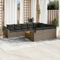 vidaXL Set de sofás de jardín 11 pzas y cojines ratán sintético gris vidaXL Set de sofás de jardín 11 pzas y cojines ratán sintético gris