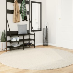 vidaXL Alfombra de pelo largo moderna crema Ø 200 cm