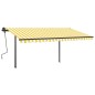 vidaXL Toldo retráctil manual con postes amarillo y blanco 4,5x3,5 m vidaXL Toldo retráctil manual con postes amarillo y blanco 4,5x3,5 m
