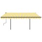 vidaXL Toldo retráctil manual con postes amarillo y blanco 4,5x3,5 m vidaXL Toldo retráctil manual con postes amarillo y blanco 4,5x3,5 m