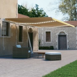vidaXL Toldo automático LED sensor de viento amarillo blanco 600x300cm