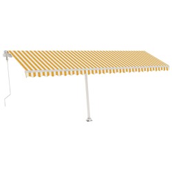 vidaXL Toldo automático LED sensor de viento amarillo blanco 600x300cm