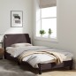vidaXL Estructura de cama con cabecero de tela marrón oscuro 90x200 cm vidaXL Estructura de cama con cabecero de tela marrón oscuro 90x200 cm
