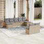 vidaXL Set de sofás de jardín 9 pzas con cojines ratán sintético beige vidaXL Set de sofás de jardín 9 pzas con cojines ratán sintético beige