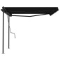 vidaXL Toldo retráctil manual con postes gris antracita 4x3,5 m vidaXL Toldo retráctil manual con postes gris antracita 4x3,5 m