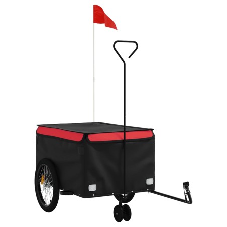 vidaXL Remolque para bicicleta hierro negro y rojo 45 kg