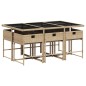 vidaXL Set comedor de jardín 7 pzas con cojines ratán sintético beige vidaXL Set comedor de jardín 7 pzas con cojines ratán sintético beige