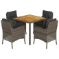 vidaXL Set comedor de jardín 5 piezas con cojines ratán sintético gris vidaXL Set comedor de jardín 5 piezas con cojines ratán sintético gris