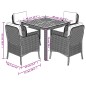 vidaXL Set comedor de jardín 5 piezas con cojines ratán sintético gris vidaXL Set comedor de jardín 5 piezas con cojines ratán sintético gris
