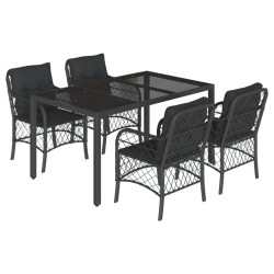 vidaXL Set de muebles jardín 5 pzas con cojines ratán sintético negro