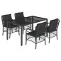 vidaXL Set de muebles jardín 5 pzas con cojines ratán sintético negro vidaXL Set de muebles jardín 5 pzas con cojines ratán sintético negro