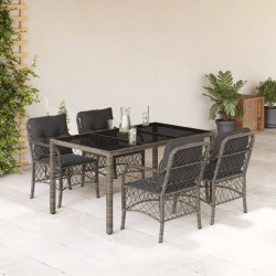 vidaXL Set comedor de jardín 5 piezas con cojines ratán sintético gris