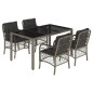 vidaXL Set comedor de jardín 5 piezas con cojines ratán sintético gris