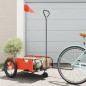 vidaXL Remolque para bicicletas hierro y tela Oxford naranja