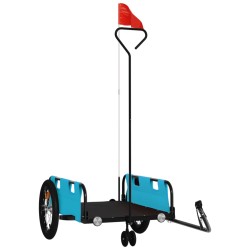 vidaXL Remolque para bicicletas hierro y tela Oxford azul