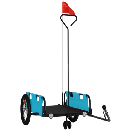 vidaXL Remolque para bicicletas hierro y tela Oxford azul