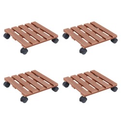 vidaXL Soportes con ruedas para plantas 4 uds marrón WPC 30x30x7,5 cm