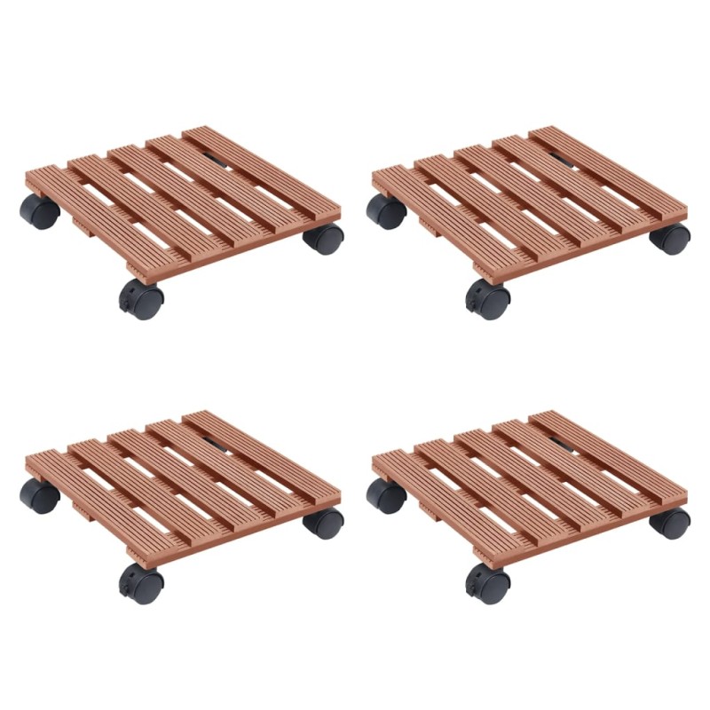vidaXL Soportes con ruedas para plantas 4 uds marrón WPC 30x30x7,5 cm vidaXL Soportes con ruedas para plantas 4 uds marrón WPC 30x30x7,5 cm