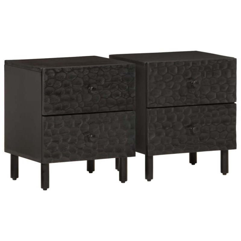 vidaXL Mesitas de noche 2 uds madera maciza de mango negro 40x33x46 cm vidaXL Mesitas de noche 2 uds madera maciza de mango negro 40x33x46 cm