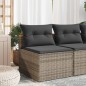 vidaXL Sofá de jardín sin reposabrazos 2 uds con cojines ratán PE gris vidaXL Sofá de jardín sin reposabrazos 2 uds con cojines ratán PE gris