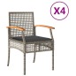 vidaXL Sillas de jardín con cojín 4 uds ratán PE gris y madera acacia vidaXL Sillas de jardín con cojín 4 uds ratán PE gris y madera acacia
